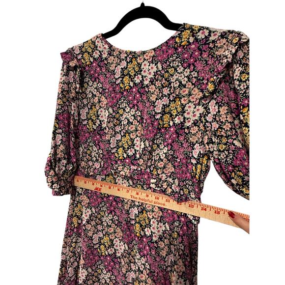 NEW! Nobody's Child US 4/UK 8 Puff Shoulder Liberty Floral Tea Dress Pink Black - Picture 9 of 10